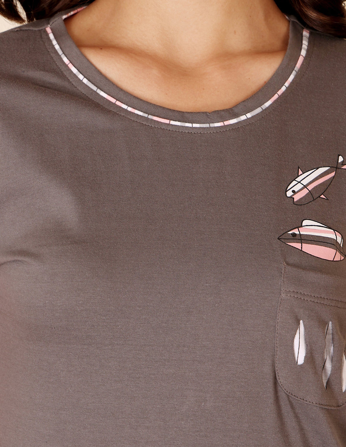 Bodycare Women’s Grey & Pink Printed T-Shirt & Capri Co-ord Set for Everyday Wear-BSCS16031