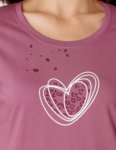 Bodycare Women’s Violet & Pink Printed T-Shirt & Capri Co-ord Set for Everyday Wear-BSCS16033