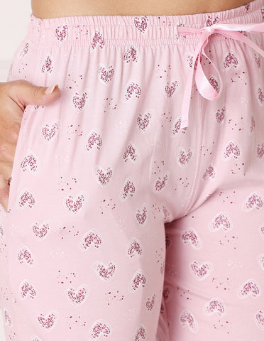 Bodycare Women’s Violet & Pink Printed T-Shirt & Capri Co-ord Set for Everyday Wear-BSCS16033