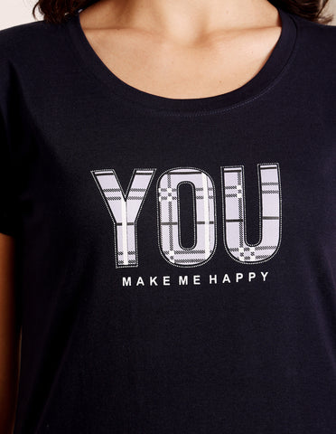 Bodycare Women’s Black & Grey Printed T-Shirt & Capri Co-ord Set for Everyday Wear-BSCS16038