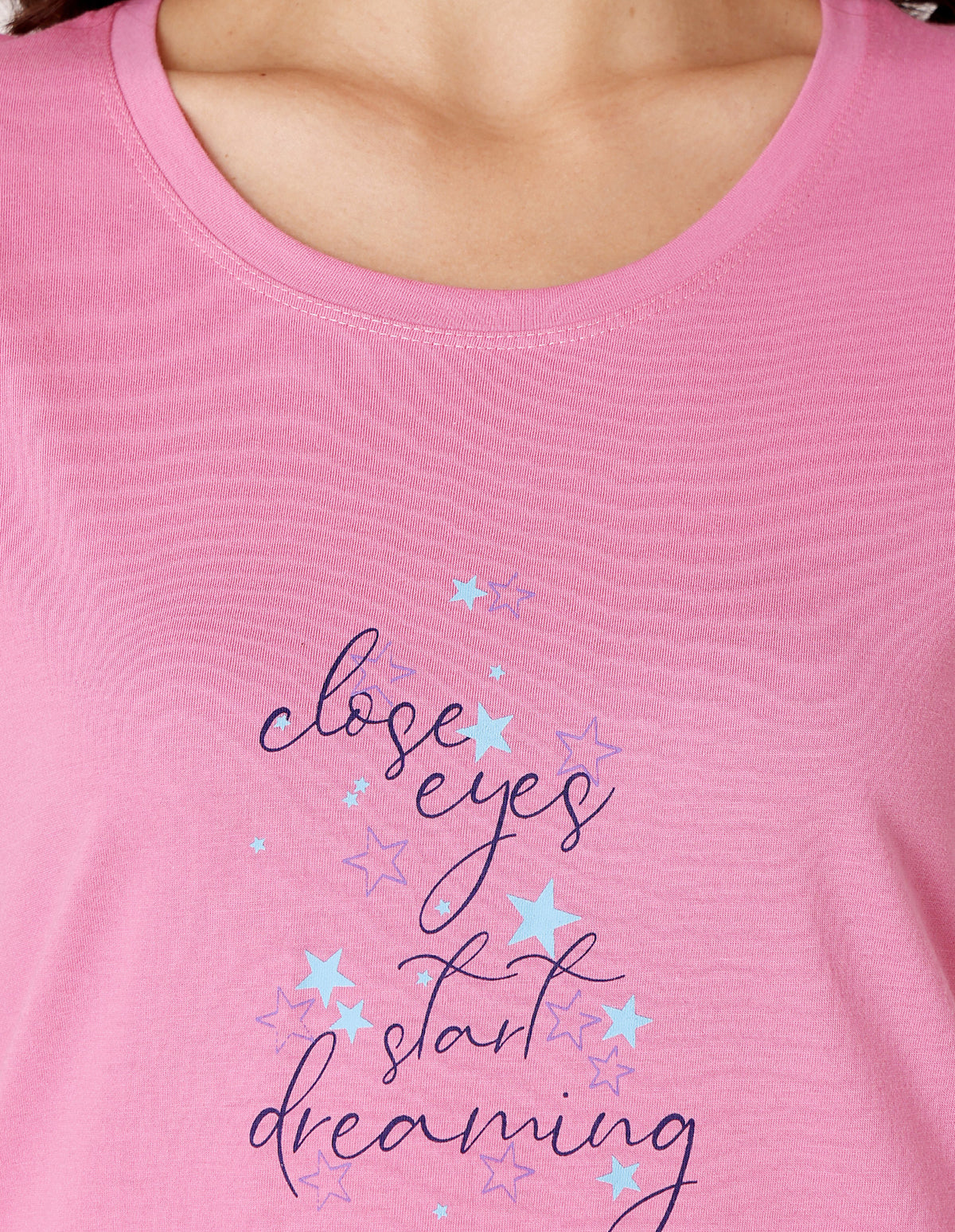 Bodycare Women’s Pink & Black Printed T-Shirt & Capri Co-ord Set for Everyday Wear-BSCS16047
