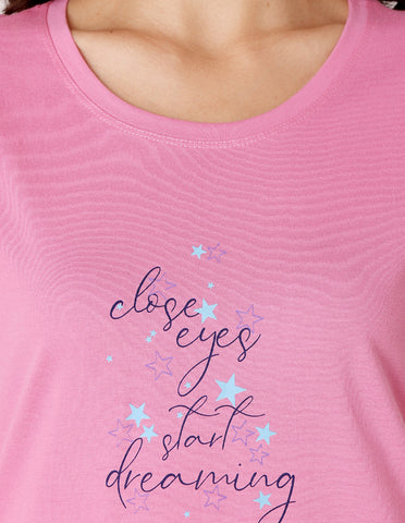 Bodycare Women’s Pink & Black Printed T-Shirt & Capri Co-ord Set for Everyday Wear-BSCS16047