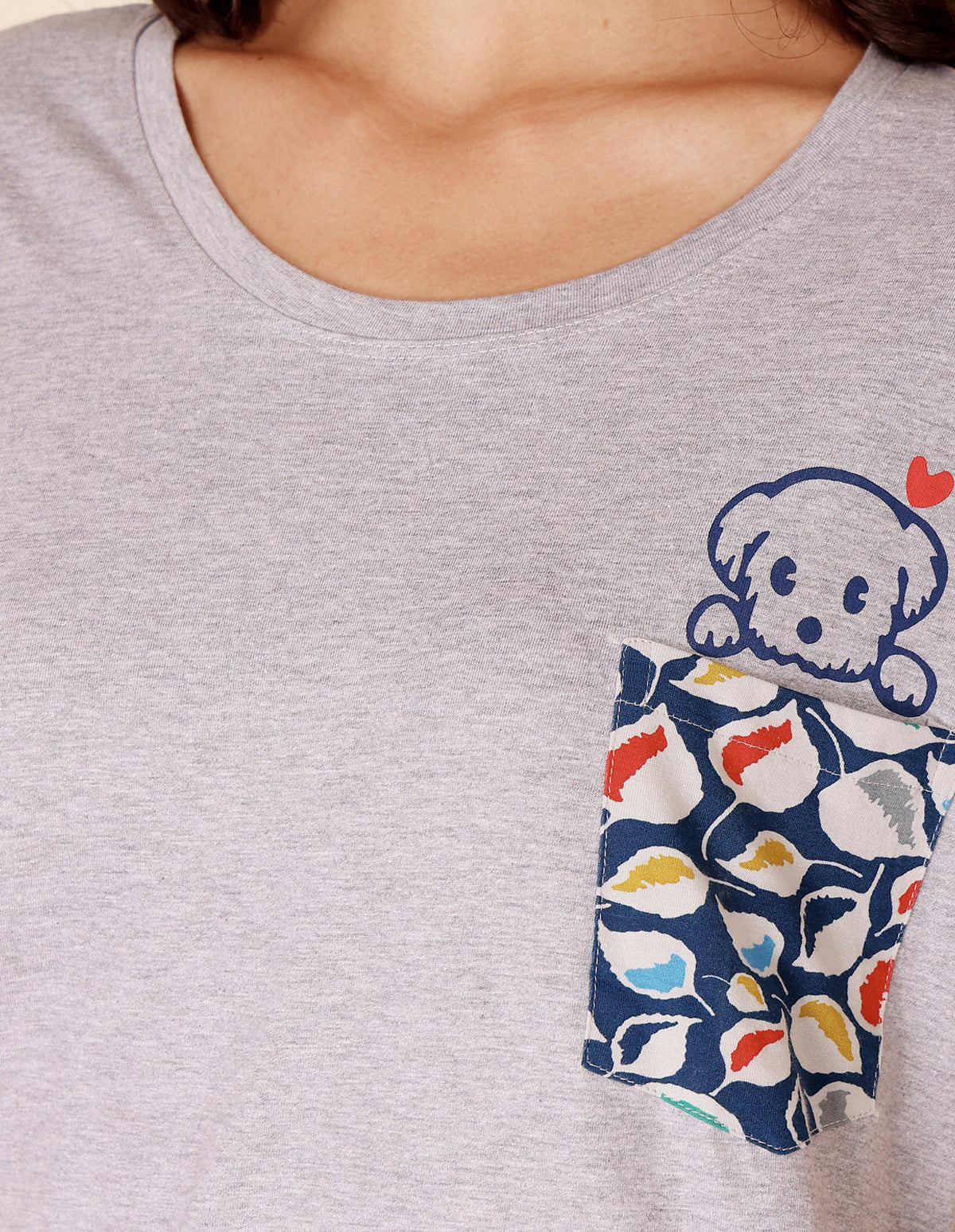 Bodycare Women’s Grey & Blue Printed T-Shirt & Capri Co-ord Set for Everyday Wear-BSCS16049