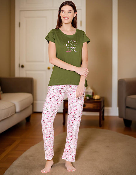 Bodycare Womens Combed Cotton Tshirt & Lower Set BSLS11003