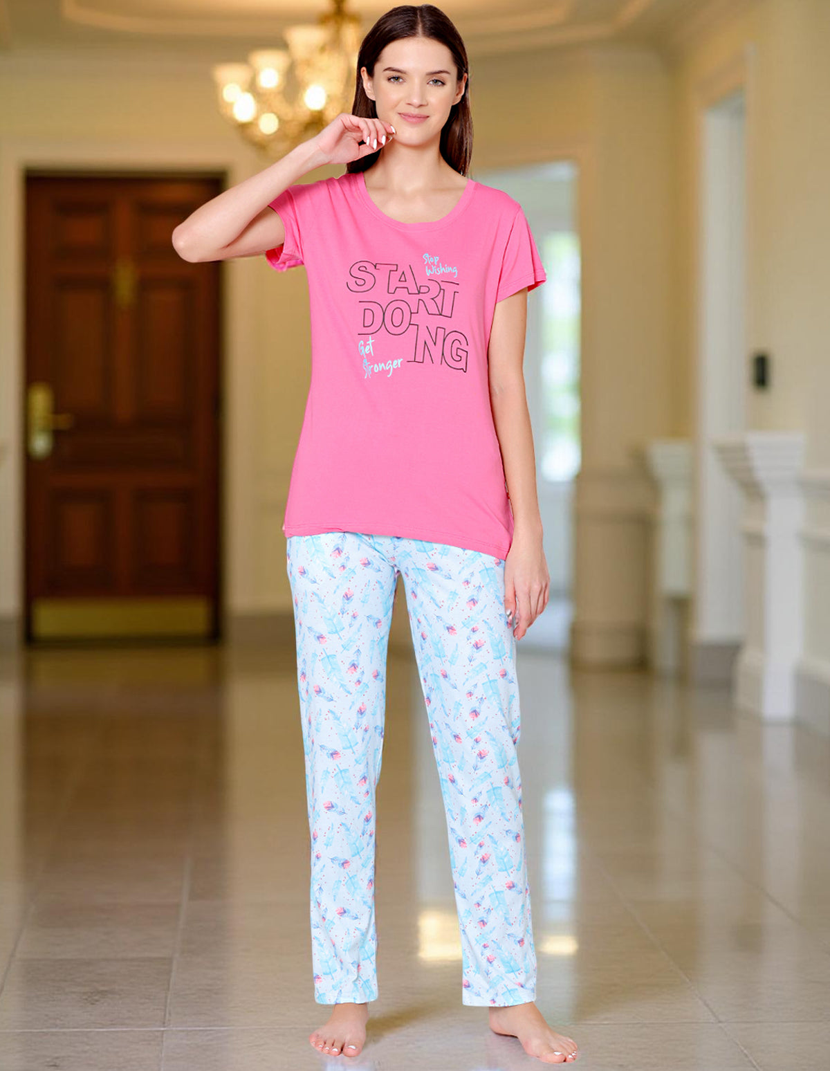 Bodycare Womens Combed Cotton Tshirt & Lower Set BSLS11004