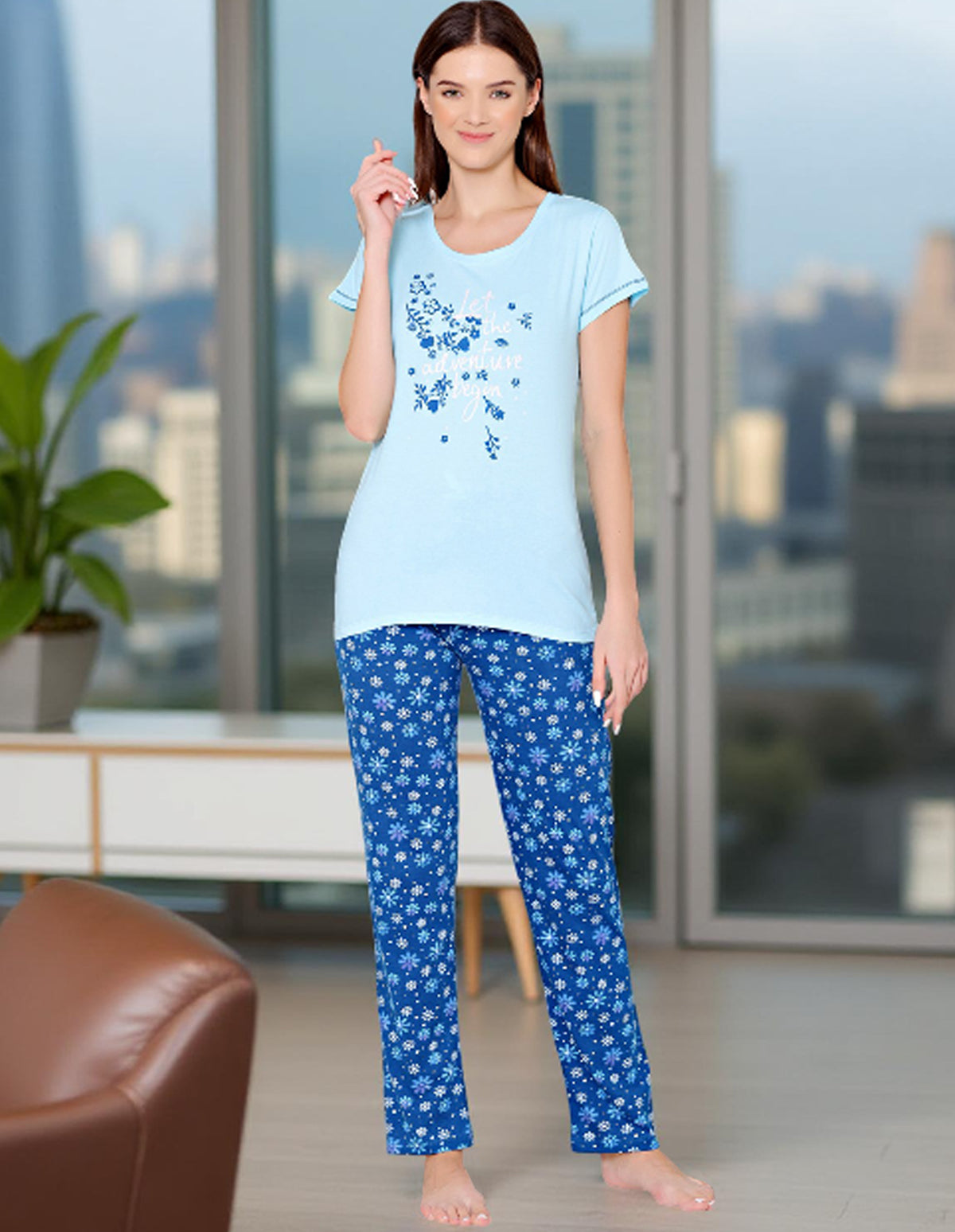 Bodycare Womens Combed Cotton Tshirt & Lower Set BSLS11005