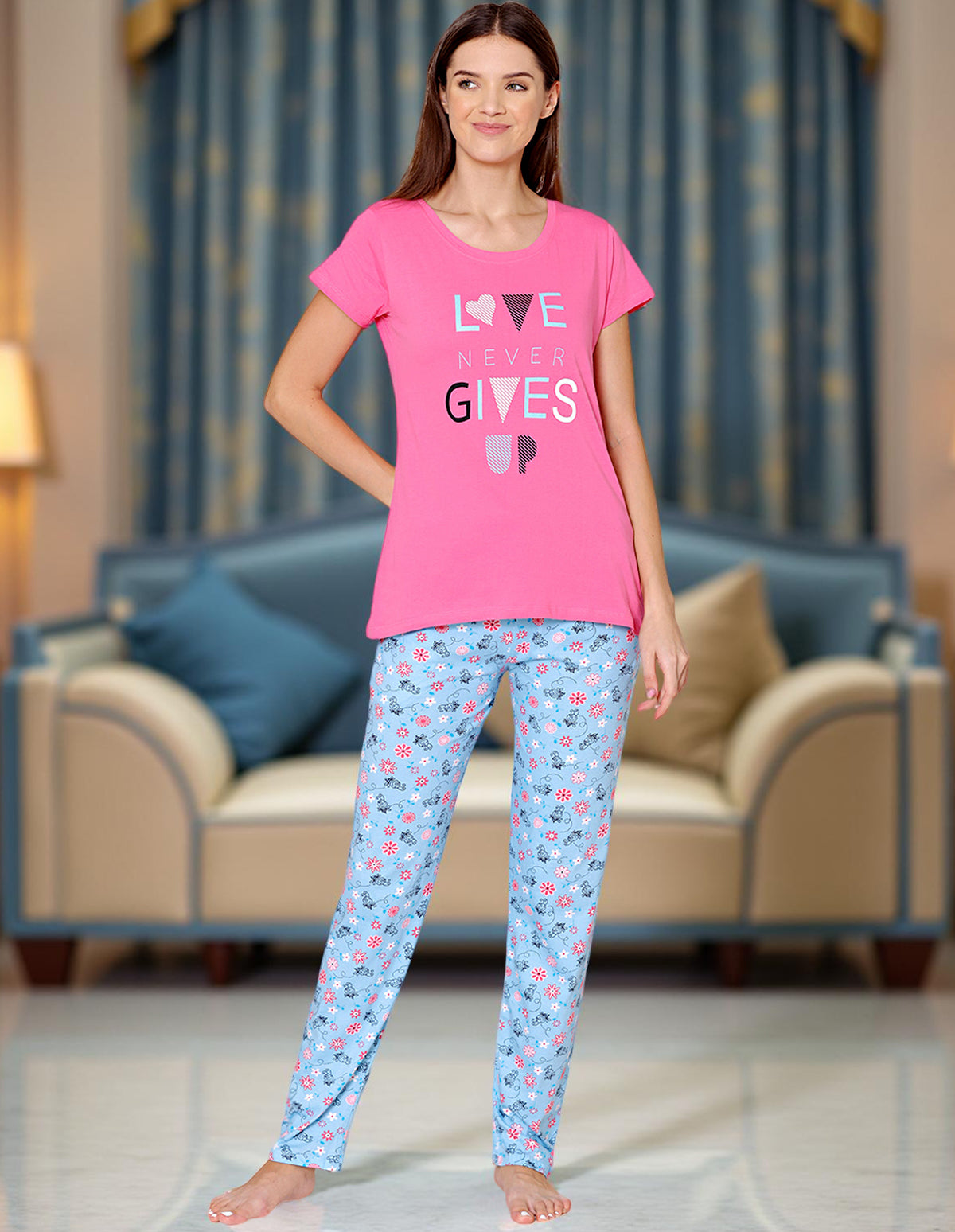 Bodycare Womens Combed Cotton Tshirt & Lower Set BSLS11006