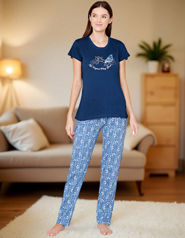Bodycare Womens Combed Cotton Tshirt & Pyjama Set BSLS11008