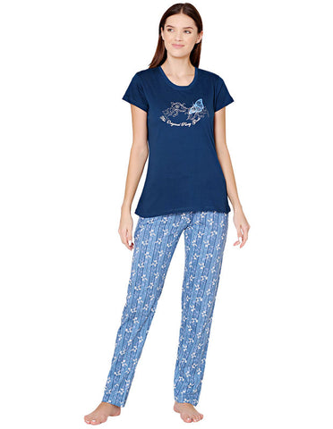 Bodycare Womens Combed Cotton Tshirt & Pyjama Set BSLS11008