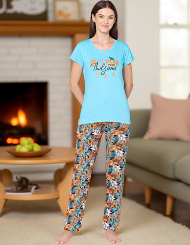 Bodycare Womens Combed Cotton Tshirt & Pyjama Set BSLS11009