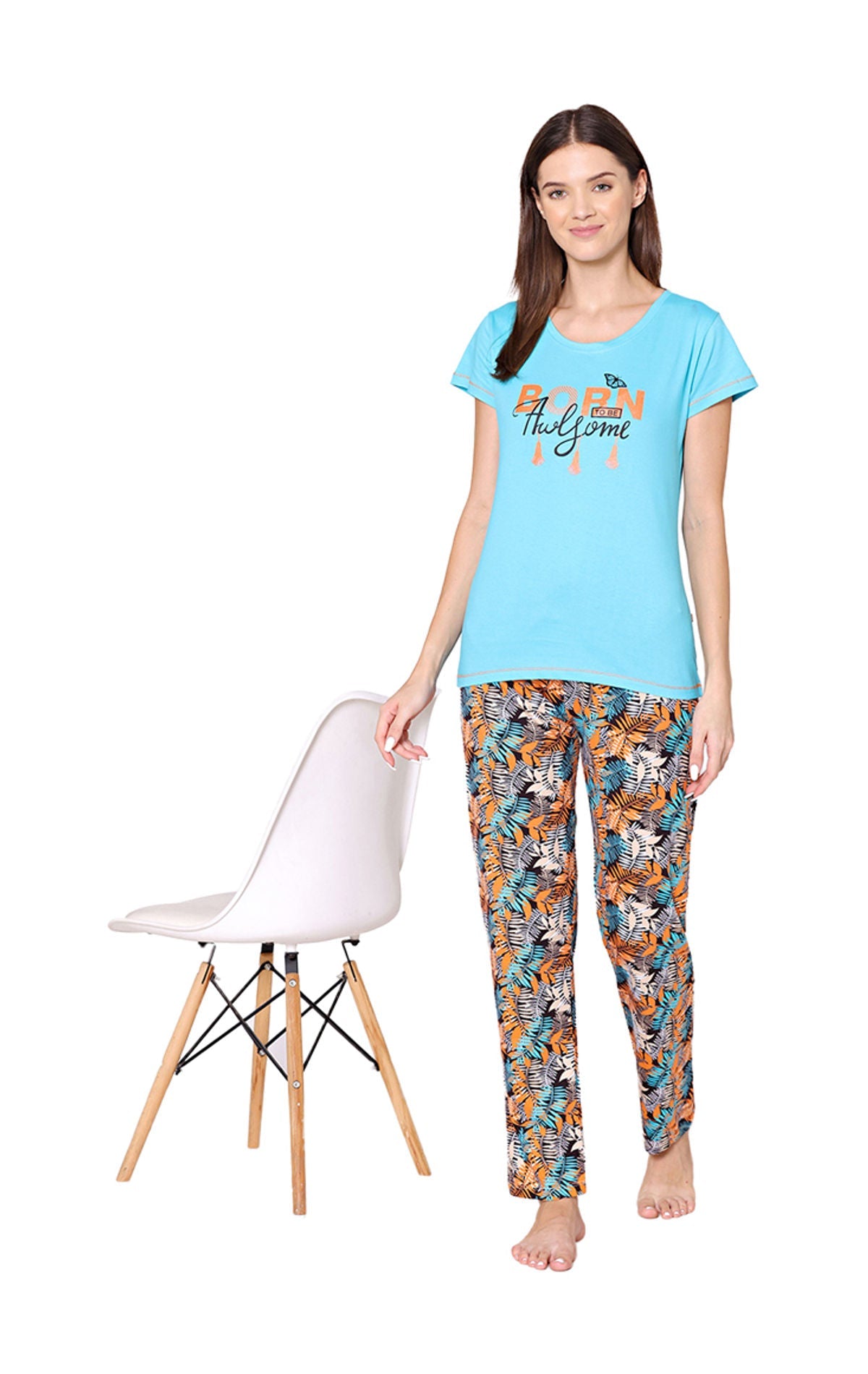 Bodycare Womens Combed Cotton Tshirt & Pyjama Set BSLS11009