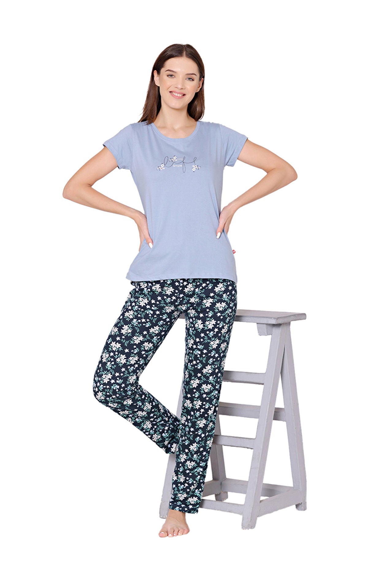 Bodycare Womens Combed Cotton Tshirt & Pyjama Set BSLS11010