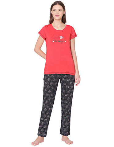 Bodycare Womens Combed Cotton Tshirt & Pyjama Set BSLS11011