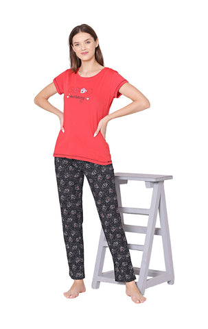 Bodycare Womens Combed Cotton Tshirt & Pyjama Set BSLS11011