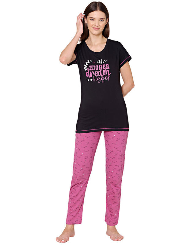 Bodycare Womens Combed Cotton Tshirt & Pyjama Set BSLS11012