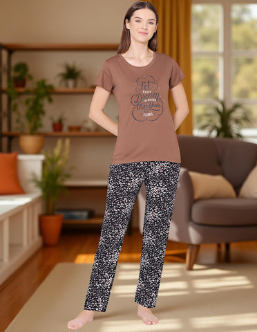 Bodycare Womens Combed Cotton Tshirt & Pyjama Set BSLS11013