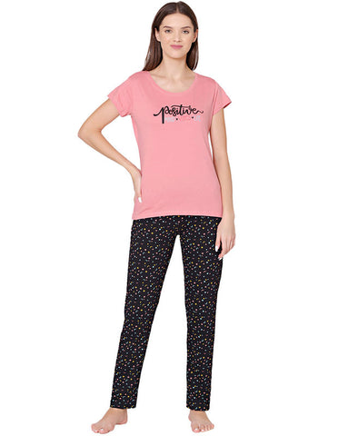 Bodycare Womens Combed Cotton Tshirt & Pyjama Set BSLS11016