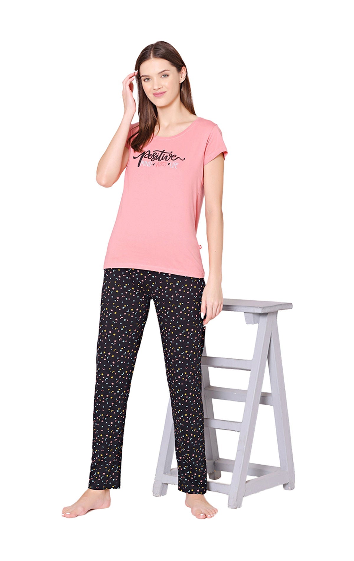 Bodycare Womens Combed Cotton Tshirt & Pyjama Set BSLS11016