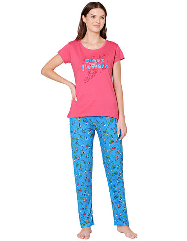 Bodycare Womens Combed Cotton Tshirt & Pyjama Set BSLS11017