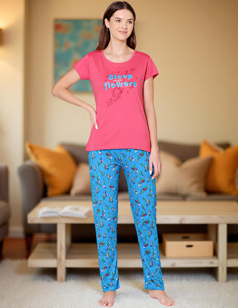Bodycare Womens Combed Cotton Tshirt & Pyjama Set BSLS11017