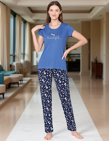 Bodycare Womens Combed Cotton Tshirt & Pyjama Set BSLS11018