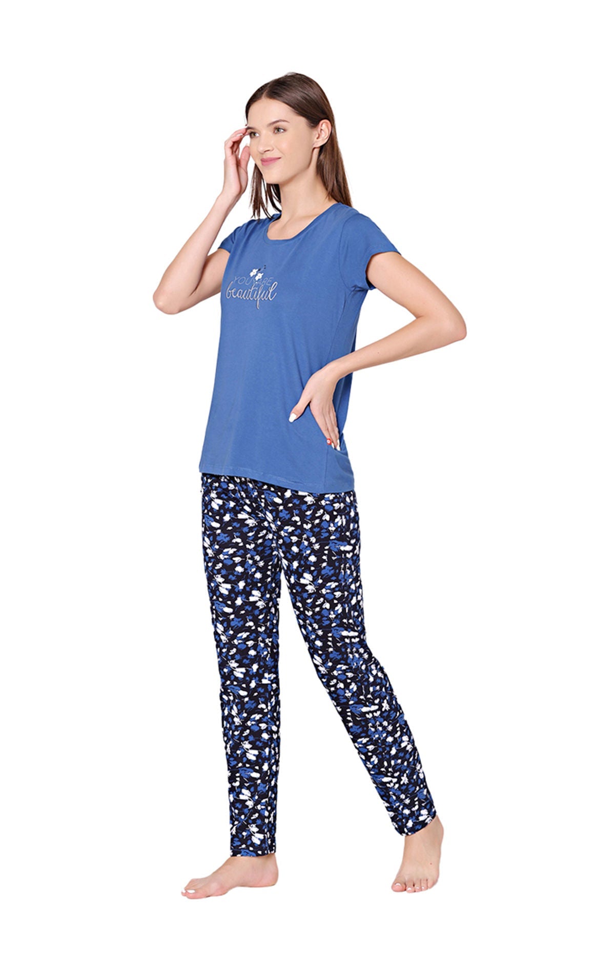 Bodycare Womens Combed Cotton Tshirt & Pyjama Set BSLS11018