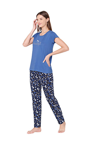 Bodycare Womens Combed Cotton Tshirt & Pyjama Set BSLS11018