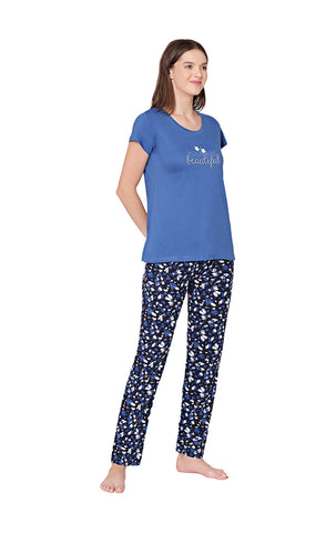 Bodycare Womens Combed Cotton Tshirt & Pyjama Set BSLS11018