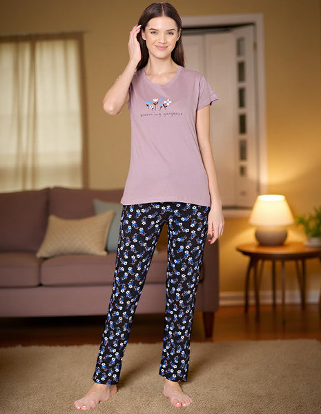 Bodycare Womens Combed Cotton Tshirt & Pyjama Set BSLS11020