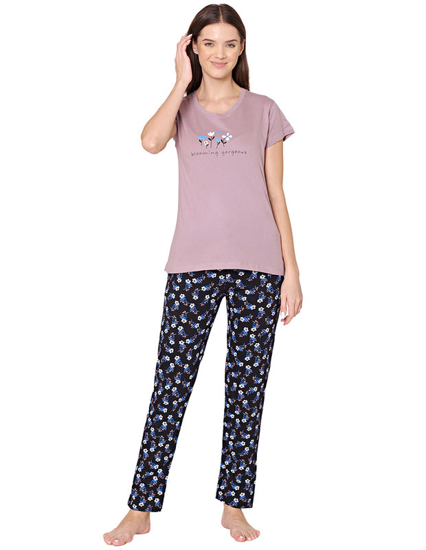 Bodycare Womens Combed Cotton Tshirt & Pyjama Set BSLS11020