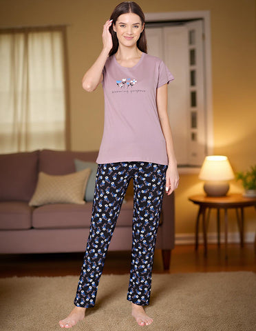 Bodycare Womens Combed Cotton Tshirt & Pyjama Set BSLS11020