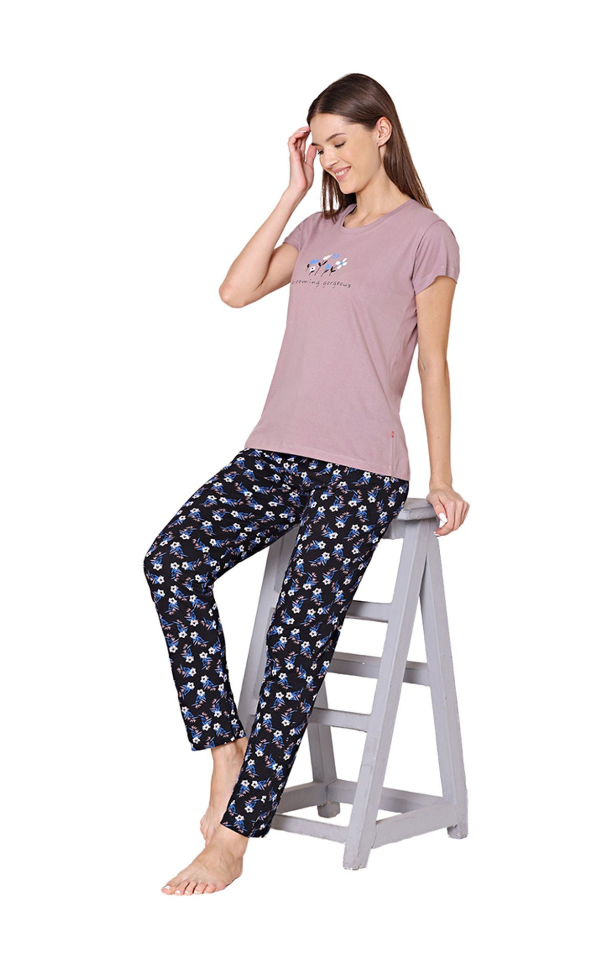 Bodycare Womens Combed Cotton Tshirt & Pyjama Set BSLS11020