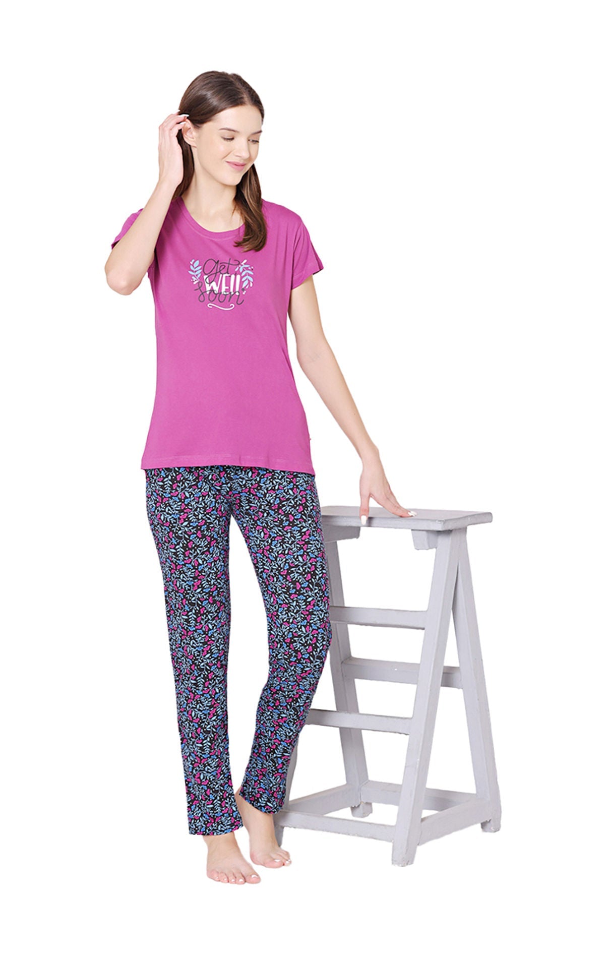 Bodycare Womens Combed Cotton Tshirt & Pyjama Set BSLS11021