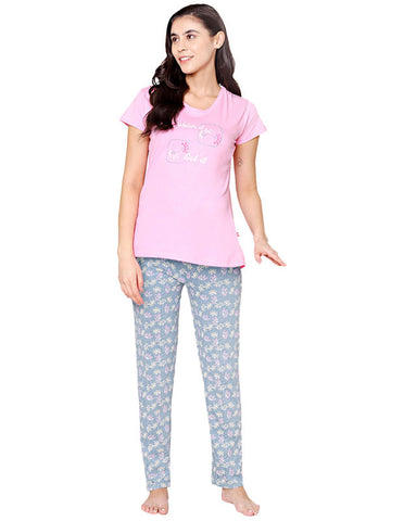 Bodycare Womens Combed Cotton Tshirt & Pyjama Set BSLS11022