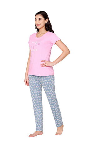 Bodycare Womens Combed Cotton Tshirt & Pyjama Set BSLS11022