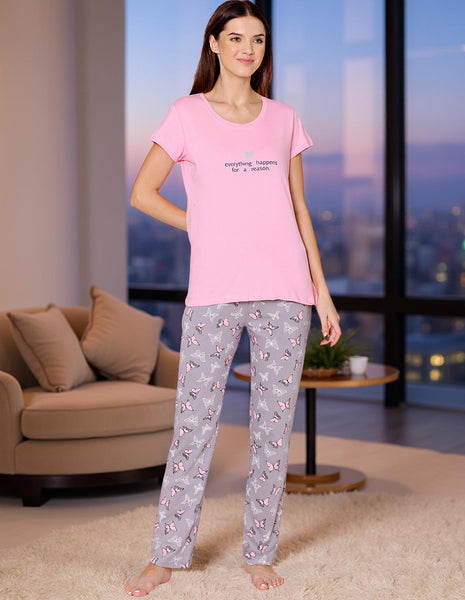 Bodycare Womens Combed Cotton Tshirt & Pyjama Set BSLS11030