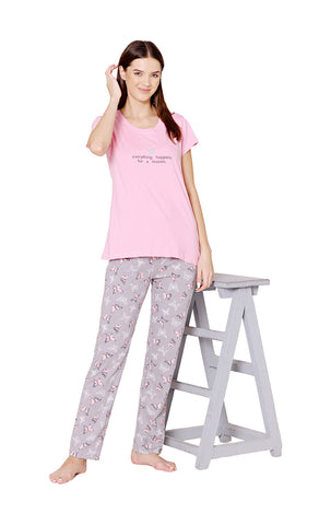 Bodycare Womens Combed Cotton Tshirt & Pyjama Set BSLS11030