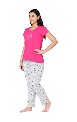 Bodycare Womens Combed Cotton Tshirt & Pyjama Set BSLS11031