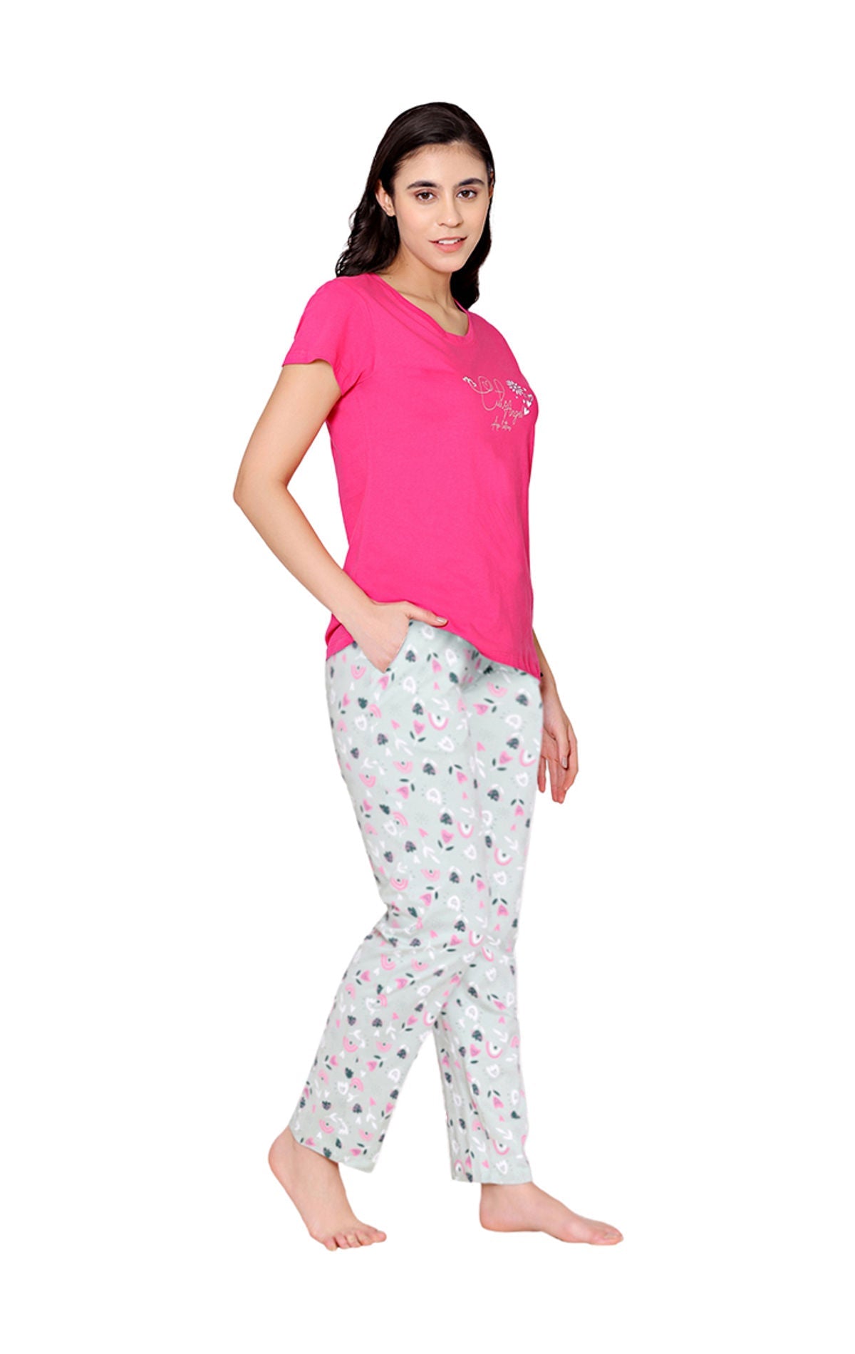 Bodycare Womens Combed Cotton Tshirt & Pyjama Set BSLS11031