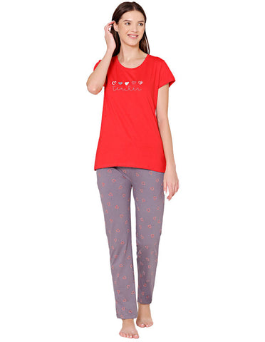 Bodycare Womens Combed Cotton Tshirt & Pyjama Set BSLS11032