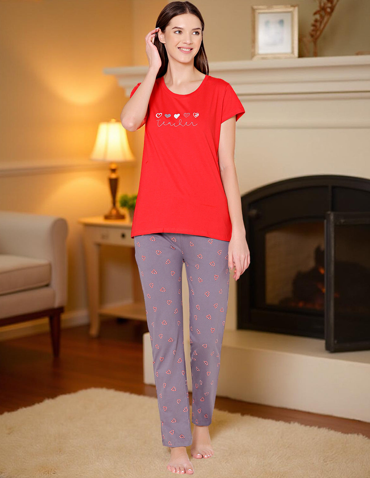 Bodycare Womens Combed Cotton Tshirt & Pyjama Set BSLS11032