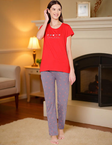 Bodycare Womens Combed Cotton Tshirt & Pyjama Set BSLS11032