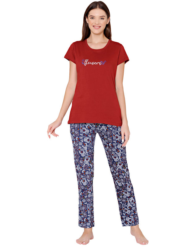 Bodycare Womens Combed Cotton Tshirt & Pyjama Set BSLS11033