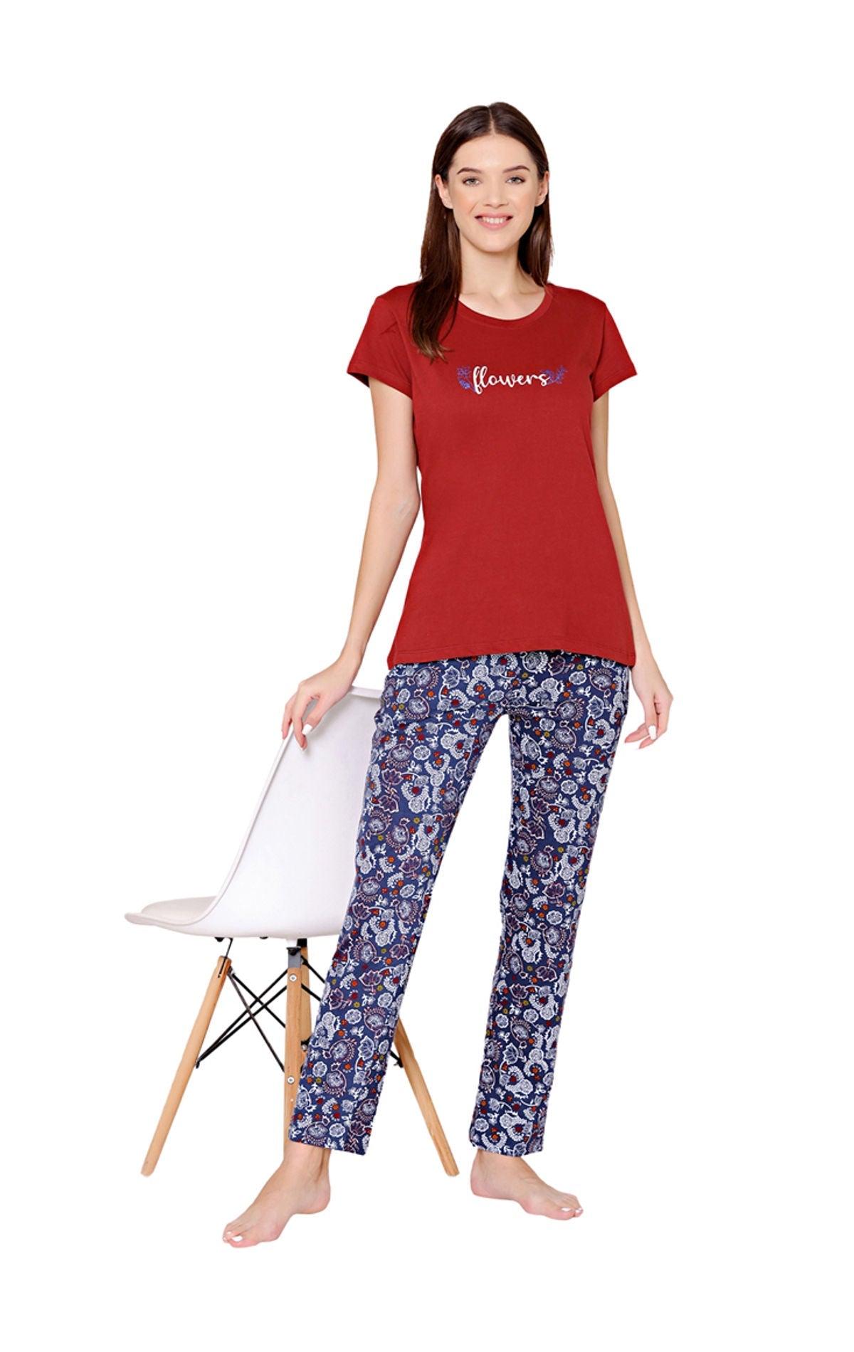 Bodycare Womens Combed Cotton Tshirt & Pyjama Set BSLS11033