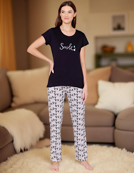 Bodycare Womens Combed Cotton Tshirt & Pyjama Set BSLS11034