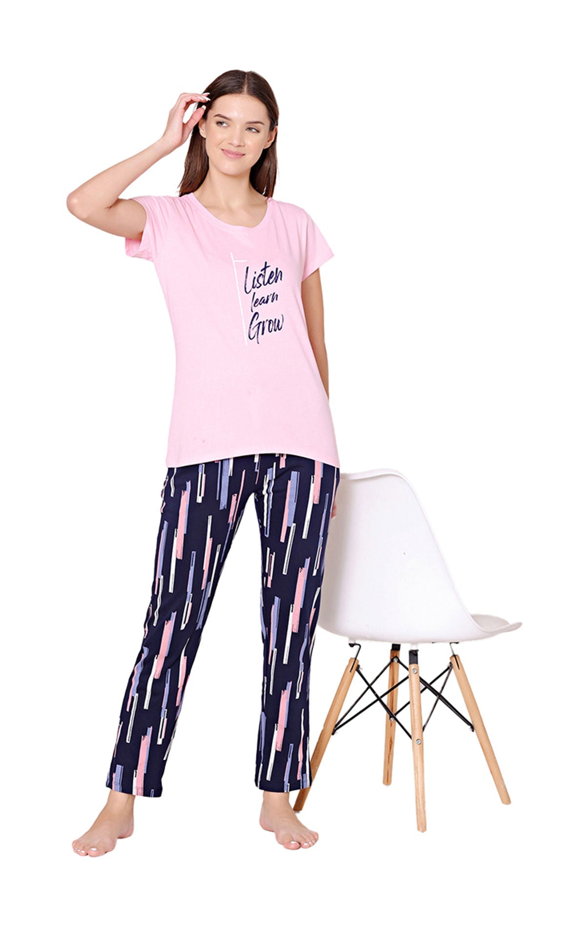 Bodycare Womens Combed Cotton Tshirt & Pyjama Set BSLS11036