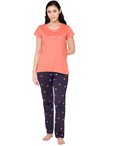 Bodycare Womens Combed Cotton Tshirt & Pyjama Set BSLS11037