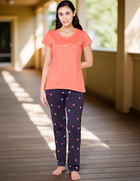 Bodycare Womens Combed Cotton Tshirt & Pyjama Set BSLS11037