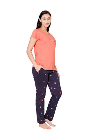 Bodycare Womens Combed Cotton Tshirt & Pyjama Set BSLS11037