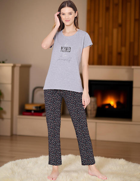 Bodycare Womens Combed Cotton Tshirt & Pyjama Set BSLS11038